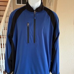 NWOT Sun Mountain Rainflex LS Golf Windbreaker Jacket 1/2 Zip Blue Black Men's L
